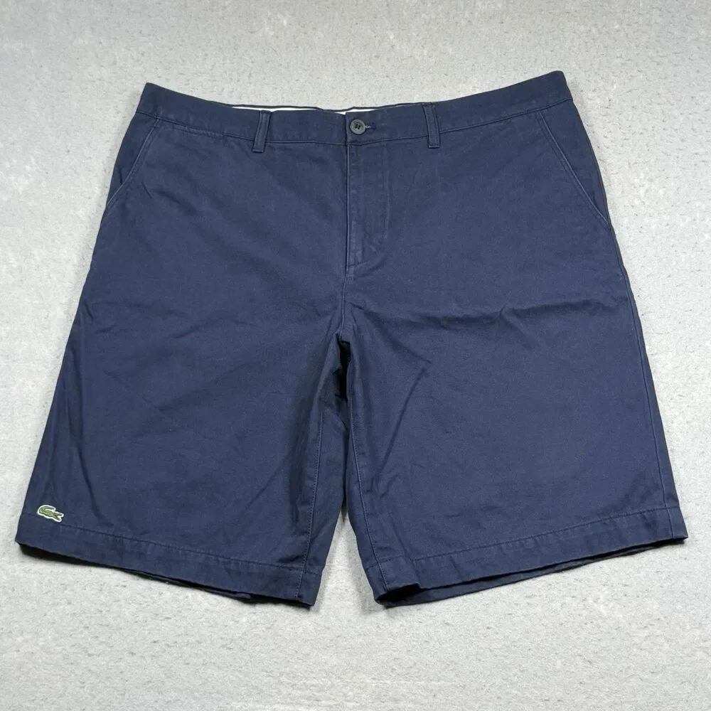 Lacoste Regular Fit Shorts Men’s Size 38 Navy Blue Cotton Stretch Casual Chino